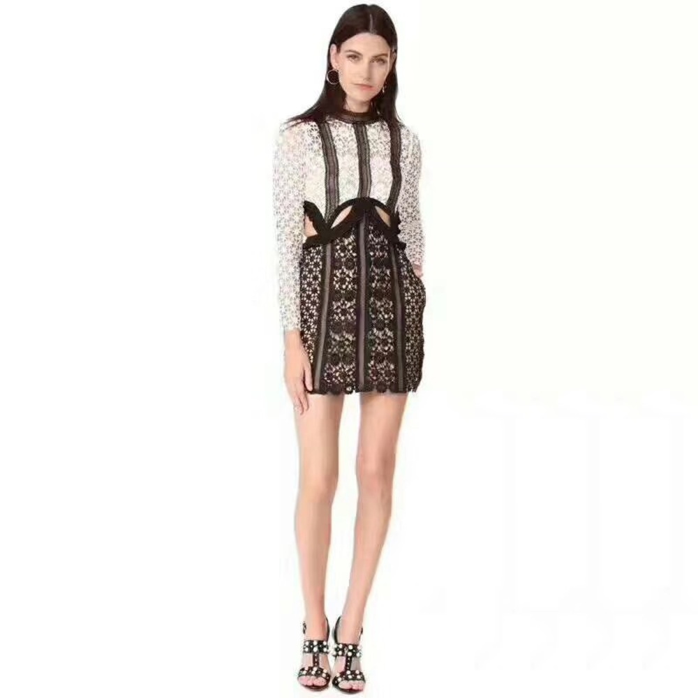 Self Portrait Payne Cut Out Mini Dress Monochrome